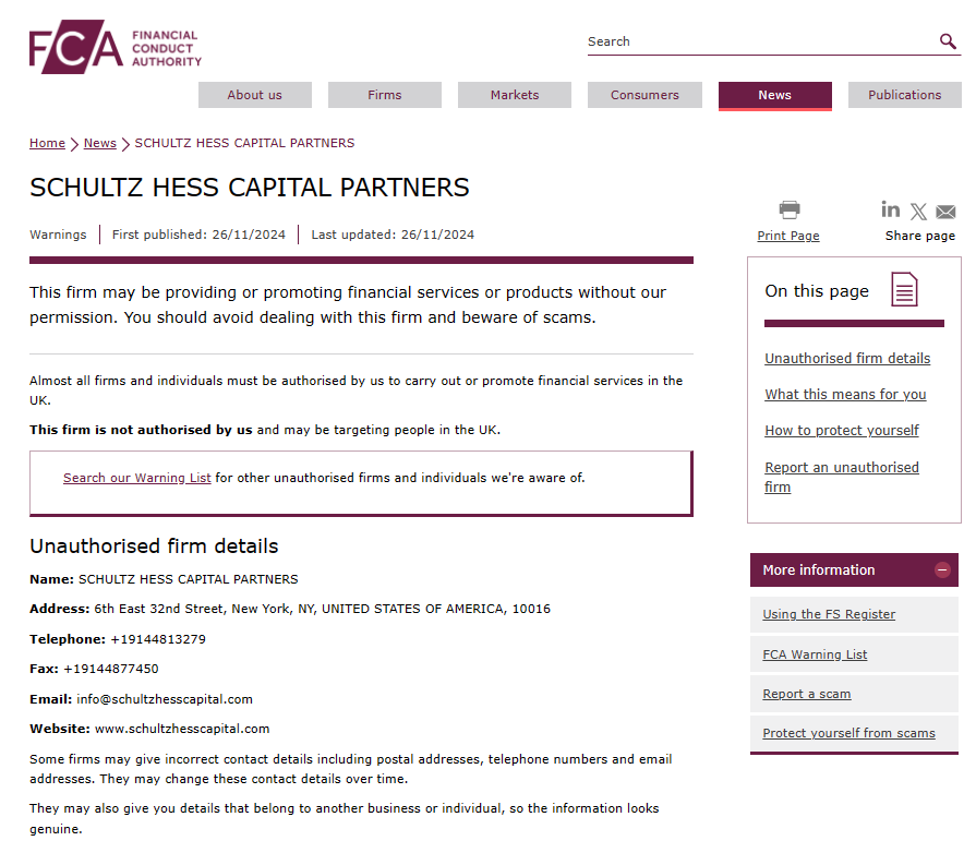 SCHULTZ HESS CAPITAL PARTNERS